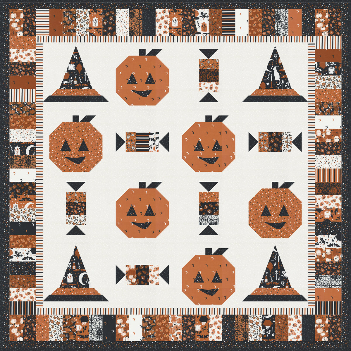 Spellbound Black Cauldron Pumpkin Halloween Fall Cotton Quilting Fabric by Sweetfire Road for Moda, Quilting Fabric by the yard