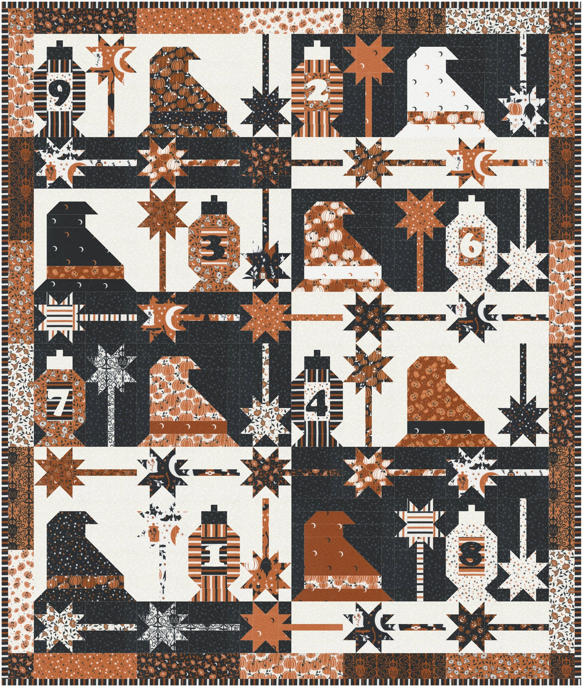 Spellbound Black Cauldron Pumpkin Halloween Fall Cotton Quilting Fabric by Sweetfire Road for Moda, Quilting Fabric by the yard
