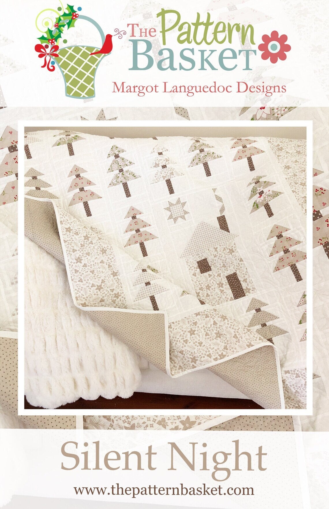 Silent Night Quilt Kit by The Pattern Basket Neutral Low Volume Christmas Tree Forest Winter Holiday Scrappy Quilt Kit Pattern