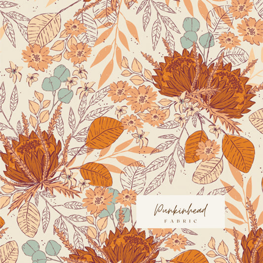 Seasonal Bouquet Hay from Season & Spice Fall Leaves Floral by Art Gallery Fabrics Vintage Floral Cotton Quilting Fabric by Yard