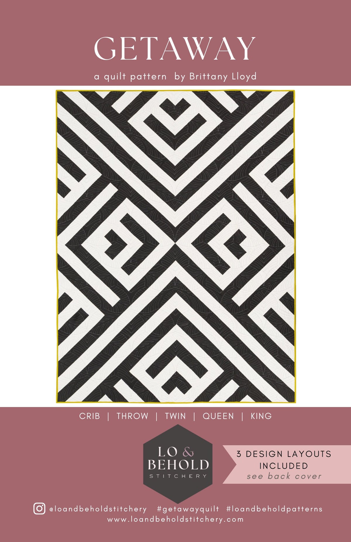 Getaway Quilt Pattern by Lo & Behold Stitchery PAPER Pattern Art Deco MCM Modern Quilt Pattern