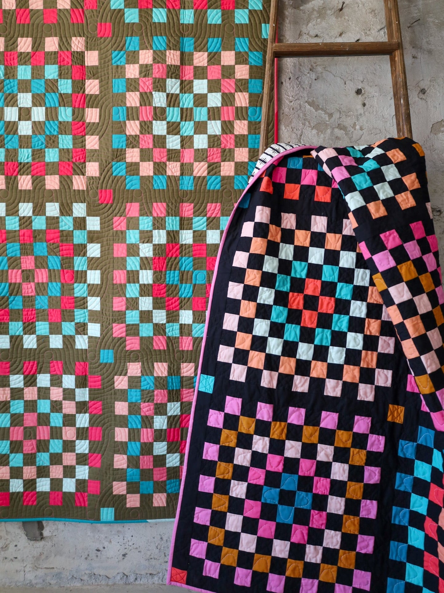 Granny Patch Quilt Pattern by Lo & Behold Stitchery PAPER Pattern Scrappy Granny Square Modern Geometric Quilt Pattern