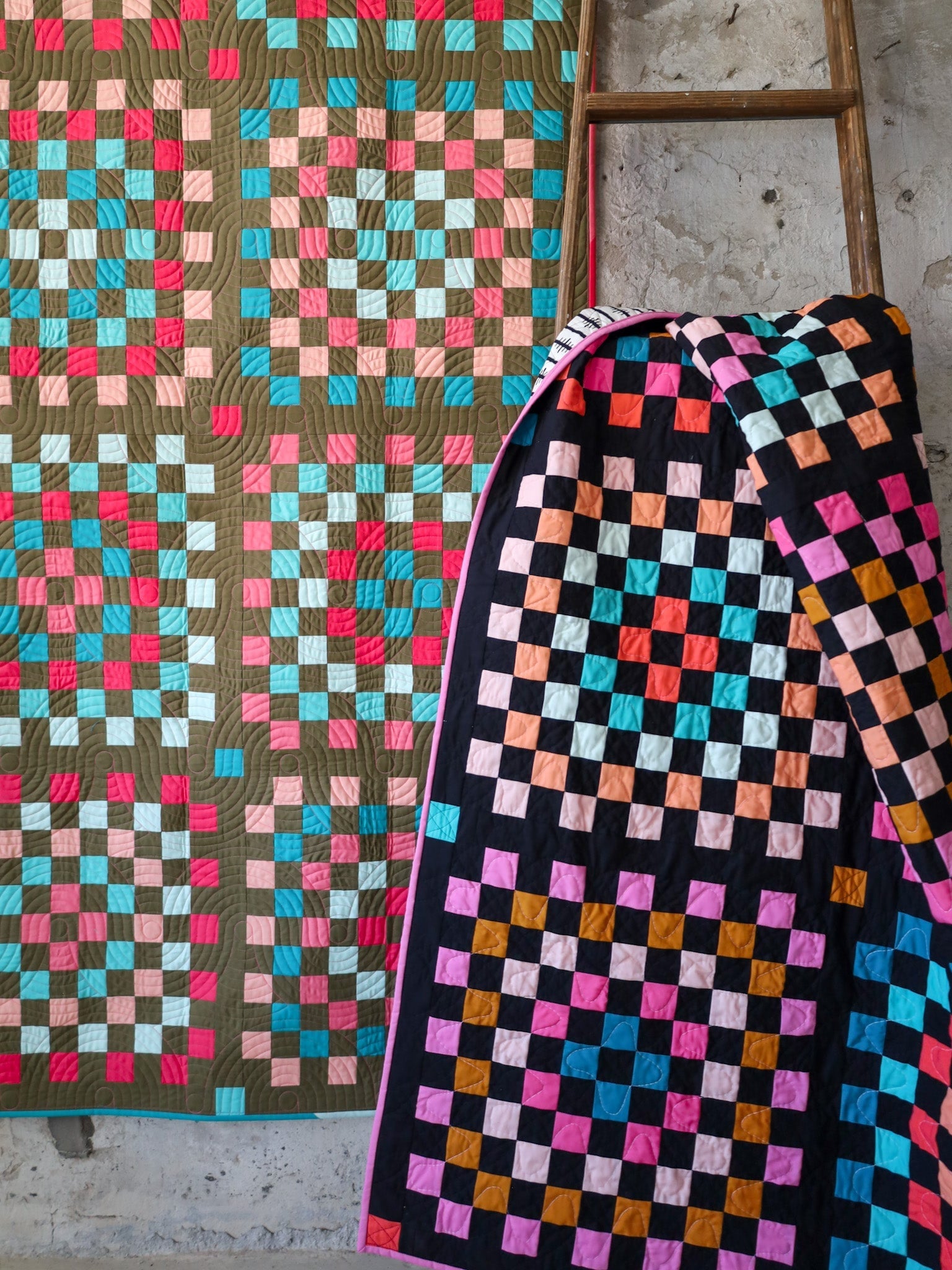 Granny Patch Quilt Pattern by Lo & Behold Stitchery PAPER Pattern Scrappy Granny Square Modern Geometric Quilt Pattern