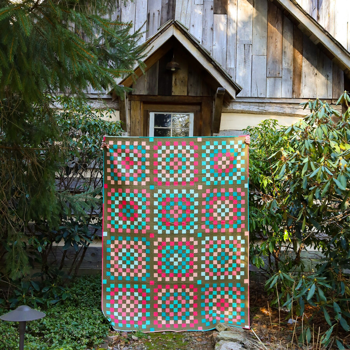 Granny Patch Quilt Pattern by Lo & Behold Stitchery PAPER Pattern Scrappy Granny Square Modern Geometric Quilt Pattern