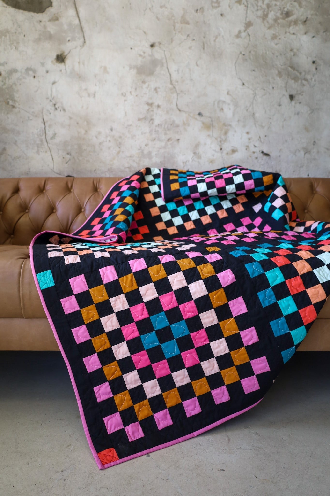 Granny Patch Quilt Pattern by Lo & Behold Stitchery PAPER Pattern Scrappy Granny Square Modern Geometric Quilt Pattern