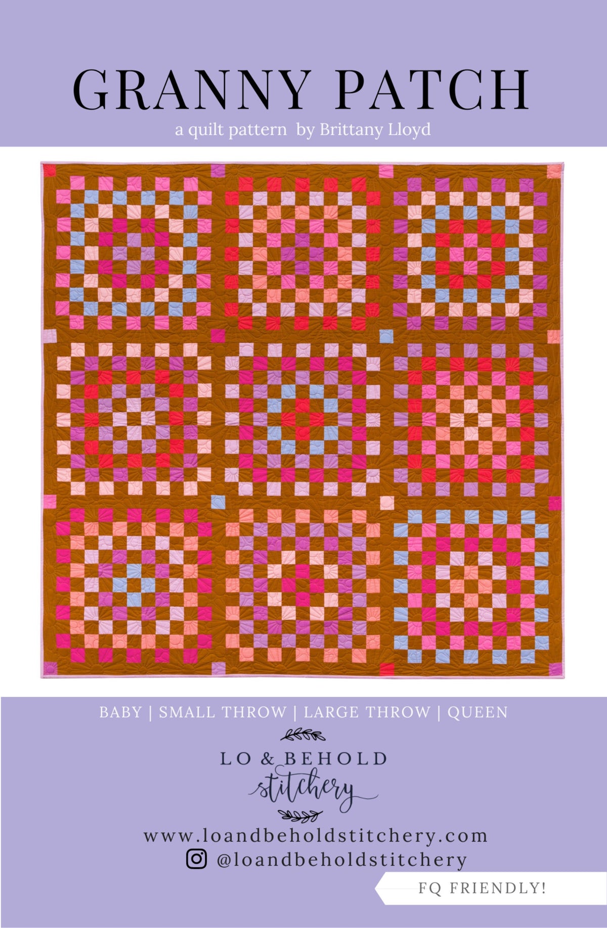 Granny Patch Quilt Pattern by Lo & Behold Stitchery PAPER Pattern Scrappy Granny Square Modern Geometric Quilt Pattern