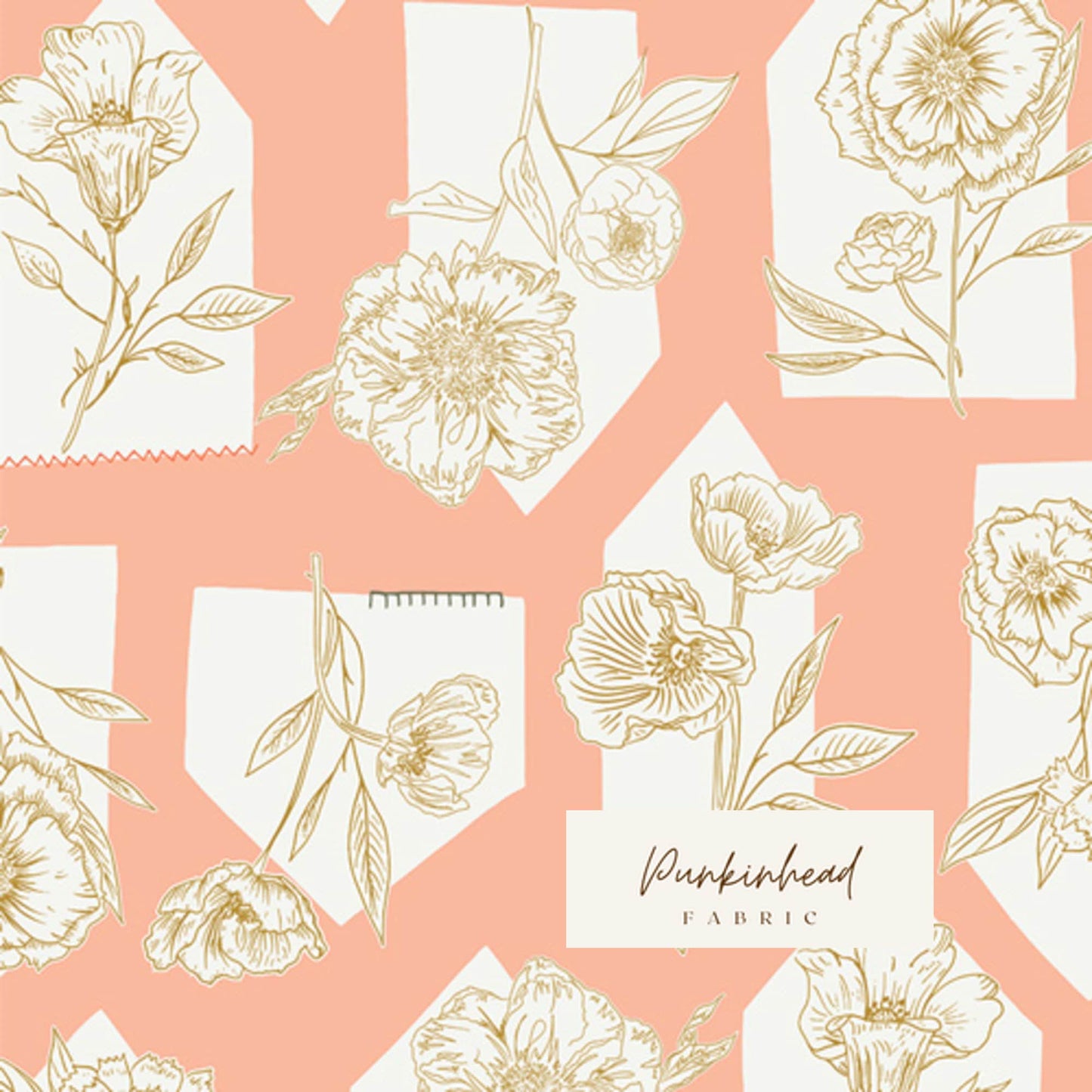 Gathered Floret Roost Petal by Art Gallery Fabrics Pink Gold White Floral Cotton Quilting Fabric by the Yard by Bonnie Christine
