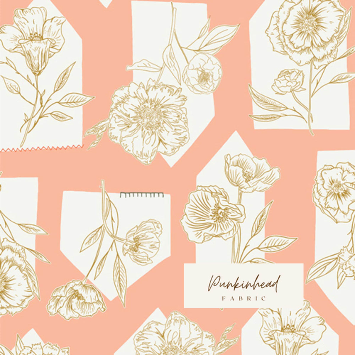 Gathered Floret Roost Petal by Art Gallery Fabrics Pink Gold White Floral Cotton Quilting Fabric by the Yard by Bonnie Christine