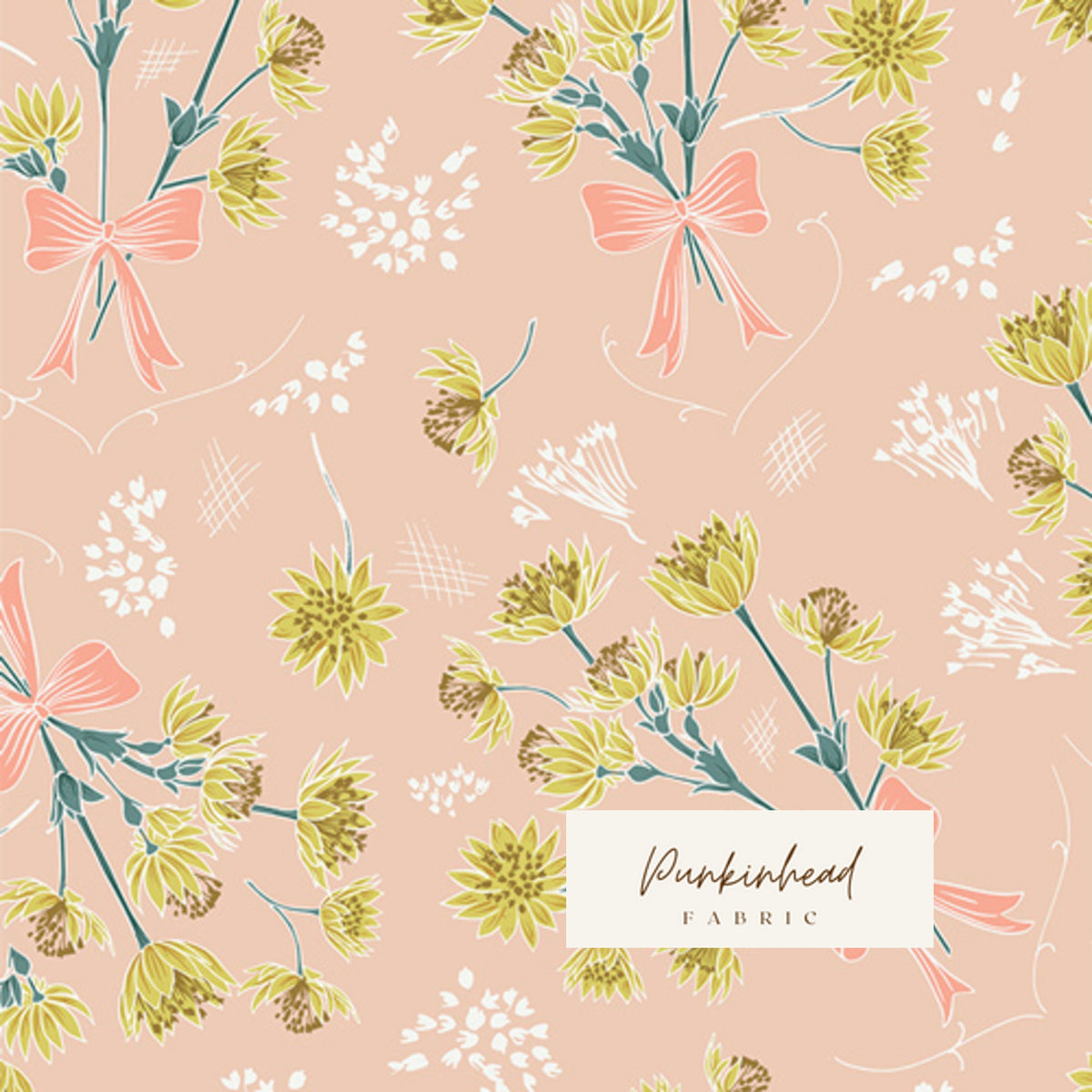 Gathered Collected Stems Dusty by Art Gallery Fabrics Pink White Gold Yellow Floral Cotton Quilting Fabric by the Yard by Bonnie Christine