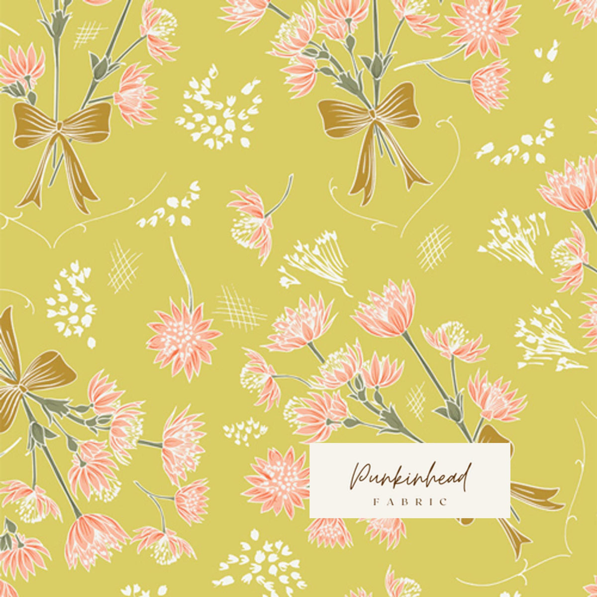 Gathered Collected Stems Bright by Art Gallery Fabrics Pink Gold Yellow Floral Cotton Quilting Fabric by the Yard by Bonnie Christine