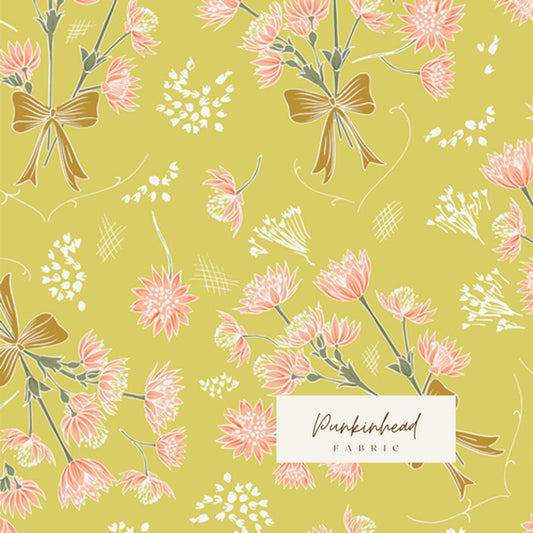 Gathered Collected Stems Bright by Art Gallery Fabrics Pink Gold Yellow Floral Cotton Quilting Fabric by the Yard by Bonnie Christine