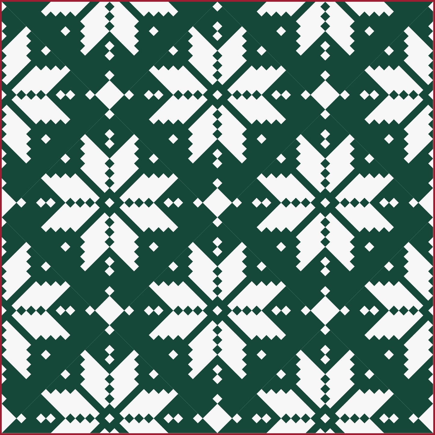 Knitted Star Quilt Kit Juniper Green and White by Lo & Behold Stitchery - PAPER Pattern Christmas Sweater Modern Quilt Pattern