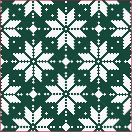 Knitted Star Quilt Kit Juniper Green and White by Lo & Behold Stitchery - PAPER Pattern Christmas Sweater Modern Quilt Pattern