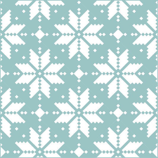 Knitted Star Quilt Kit Aqua Blue Green and White by Lo & Behold Stitchery - PAPER Pattern Christmas Sweater Modern Quilt Pattern