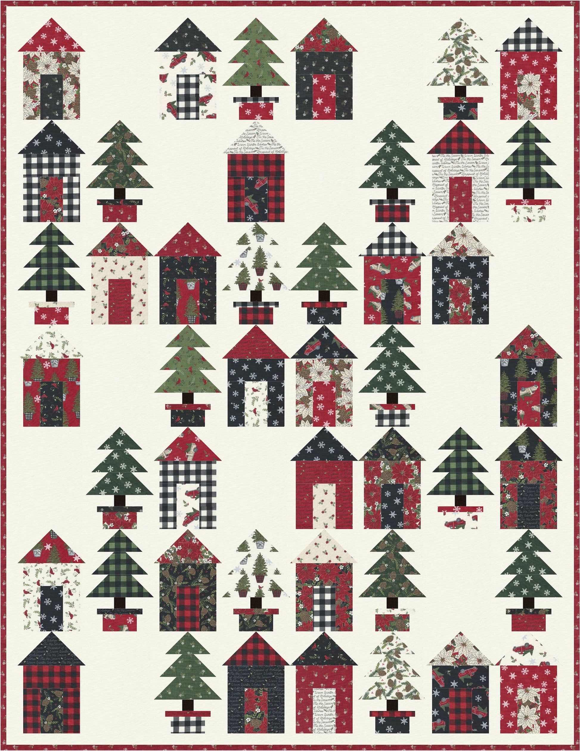 Holly Berry Tree Farm Christmas Fat Quarter Bundle by Deb Strain for Moda Old Fashioned Vintage Holiday Quilting Fabric by the Yard