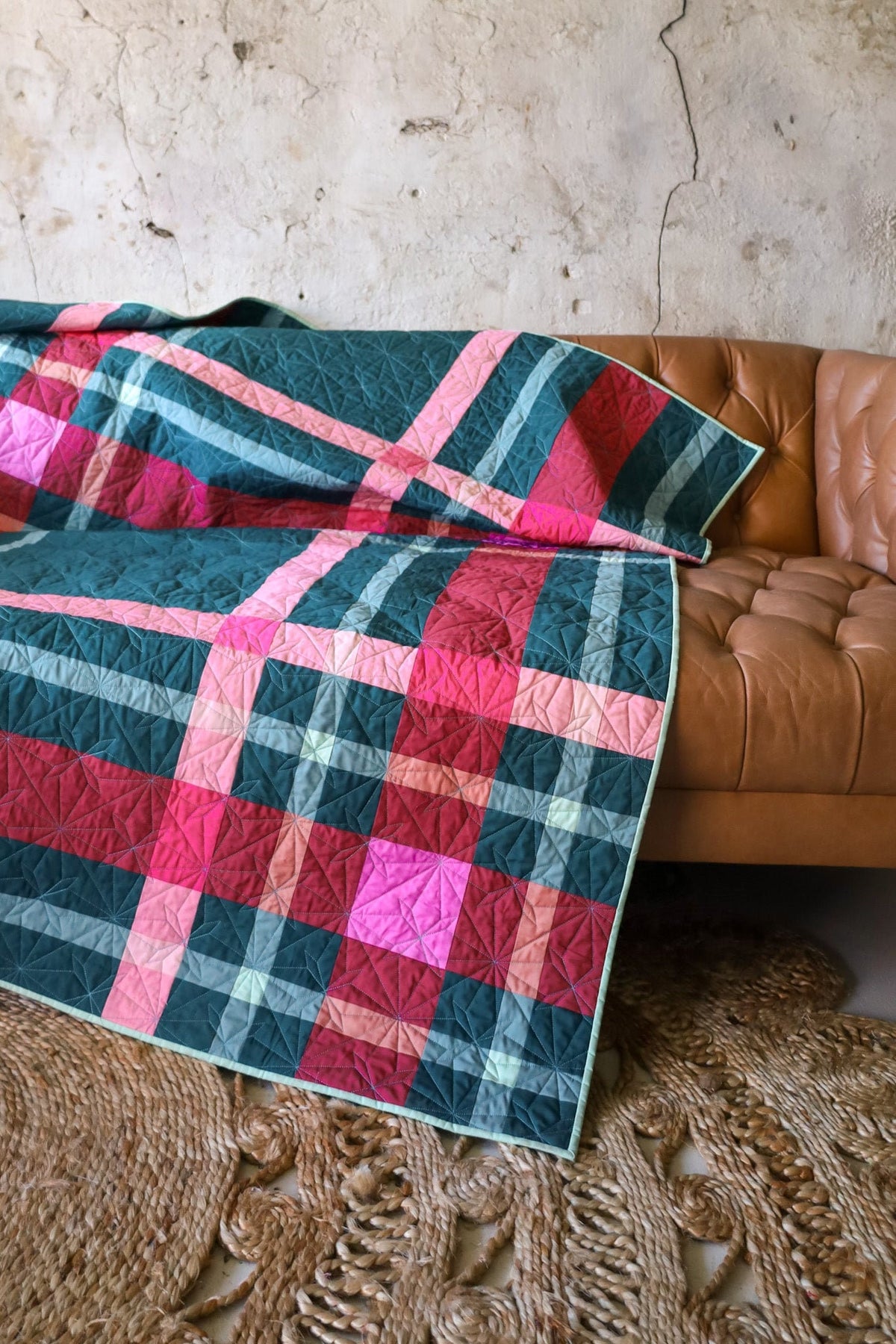 Upscale Plaid Quilt Kit by Lo & Behold Stitchery Paper Pattern Plaid Christmas Quilt Pattern, Modern Quilt Pattern
