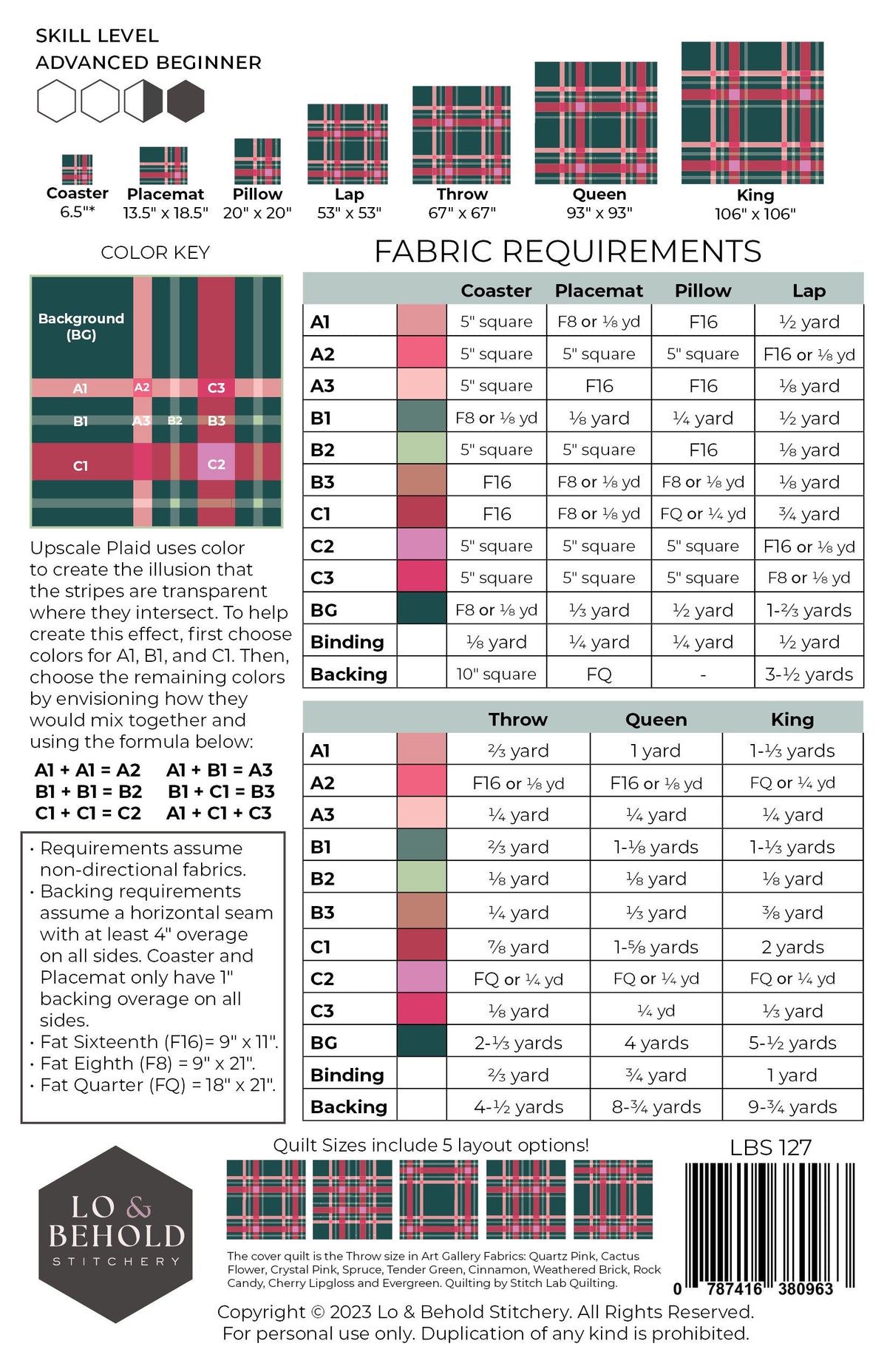 Upscale Plaid Quilt Pattern by Lo & Behold Stitchery - PAPER Pattern, Christmas Quilt Pattern, Modern Quilt Pattern