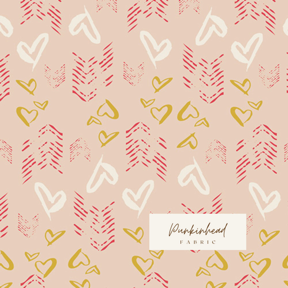 Hearts Fletching from Love Story by Art Gallery Fabrics Heart Valentine Pink Gold Cotton Quilting Fabric by the Yard by Maureen Cracknell