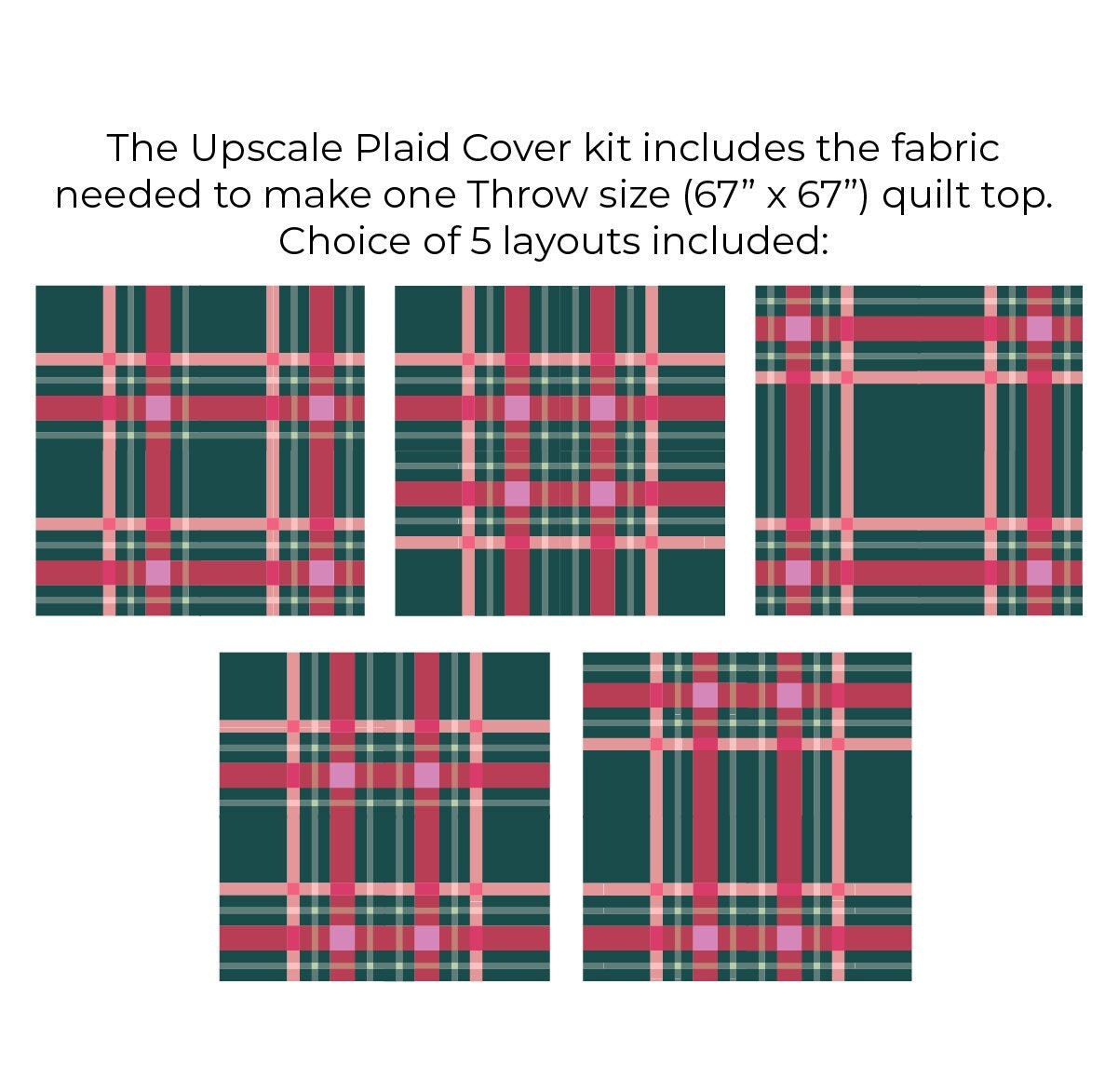 Upscale Plaid Blue Green Quilt Kit by Lo & Behold Stitchery Paper Pattern, Modern Quilt Pattern