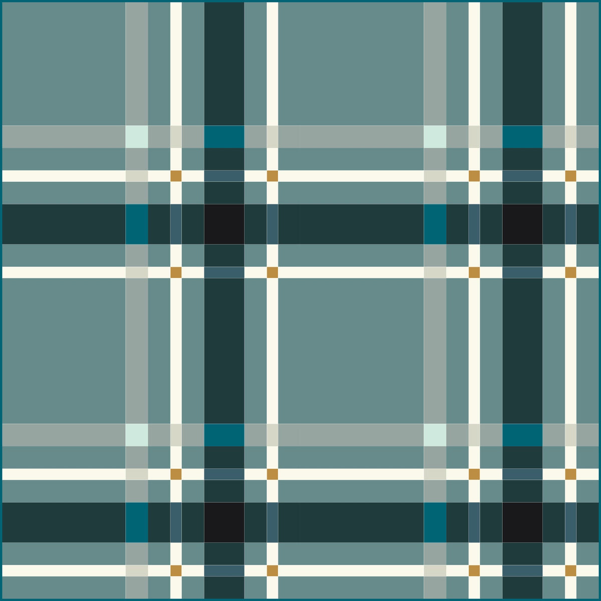 Upscale Plaid Blue Green Quilt Kit by Lo & Behold Stitchery Paper Pattern, Modern Quilt Pattern