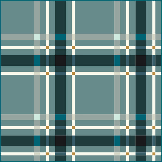 Upscale Plaid Blue Green Quilt Kit by Lo & Behold Stitchery Paper Pattern, Modern Quilt Pattern