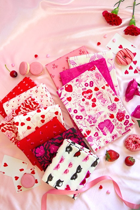 Love Letters from Love Struck by Art Gallery Fabrics Heart Valentine Pink Red Lollipop Cotton Quilting Fabric by the Yard