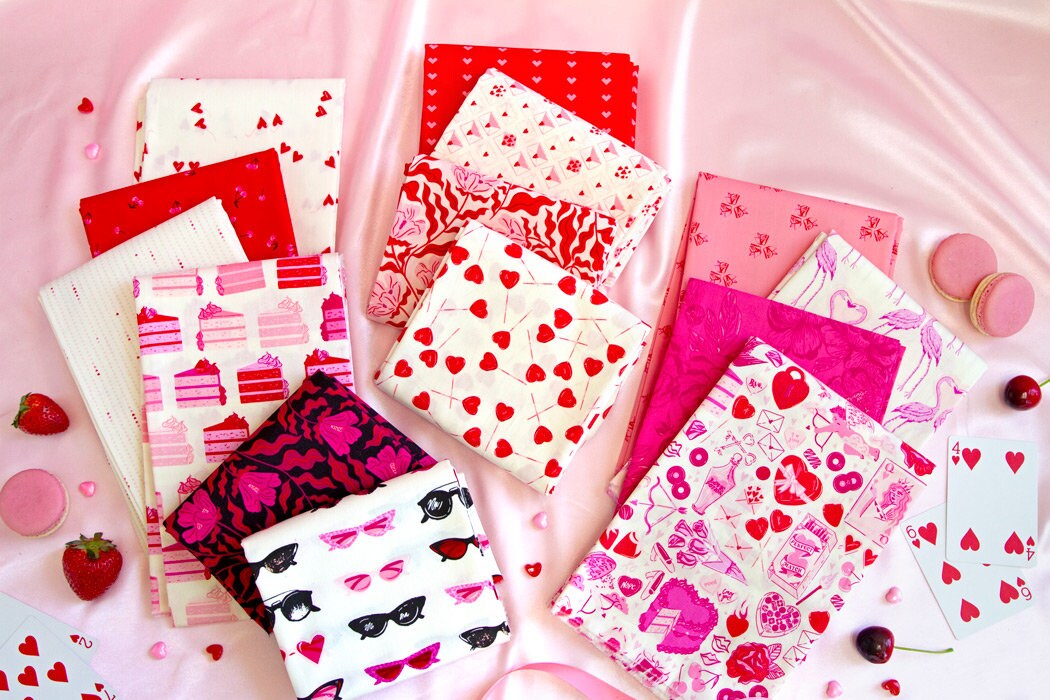 Love Letters from Love Struck by Art Gallery Fabrics Heart Valentine Pink Red Lollipop Cotton Quilting Fabric by the Yard