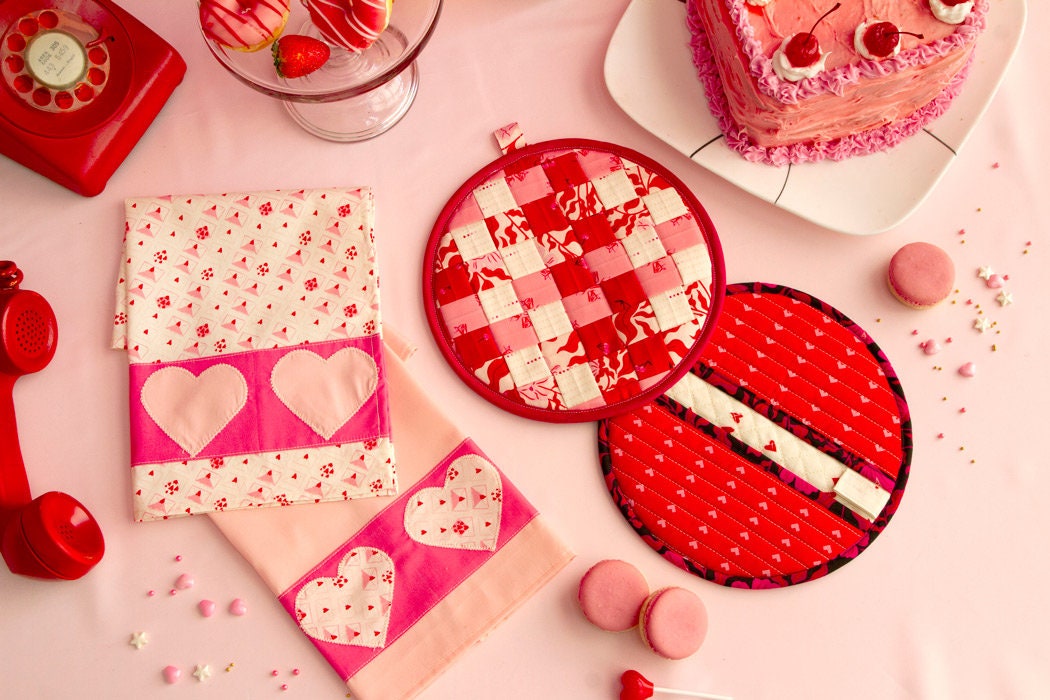 Love Letters from Love Struck by Art Gallery Fabrics Heart Valentine Pink Red Lollipop Cotton Quilting Fabric by the Yard