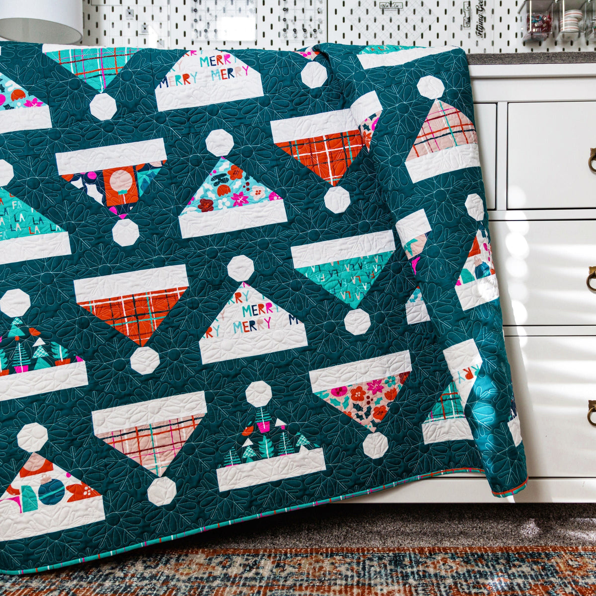 Kris Kringle Christmas Quilt Pattern by Pen + Paper Patterns PAPER Pattern Santa Winter Holiday Modern Quilt Pattern