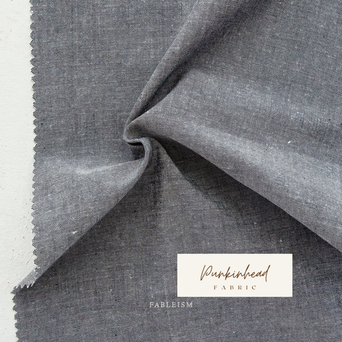 Fableism Everyday Chambray in Obsidian Gray Black Charcoal Cotton Bamboo Linen Woven Natural Fiber Quilting Fabric by Yard