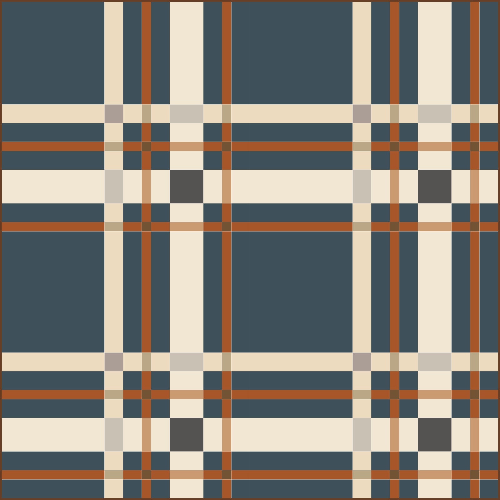 Upscale Plaid Ivy League Navy Blue Rust Orange Quilt Kit by Lo & Behold Stitchery Paper Pattern, Modern Quilt Pattern
