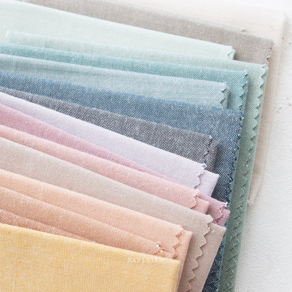 Fableism Everyday Chambray in Spearmint Pale Light Green Mint Cotton Bamboo Linen Woven Natural Fiber Quilting Fabric by Yard