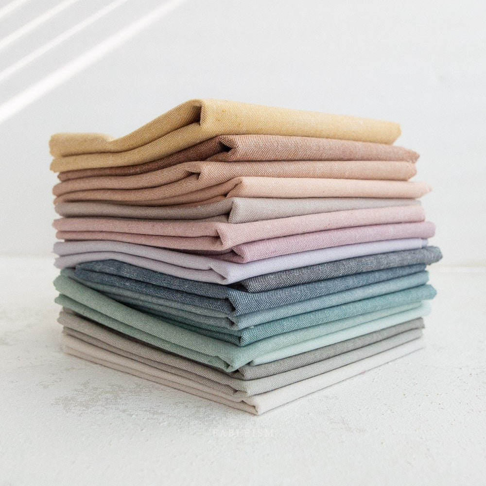 Fableism Everyday Chambray in Spearmint Pale Light Green Mint Cotton Bamboo Linen Woven Natural Fiber Quilting Fabric by Yard