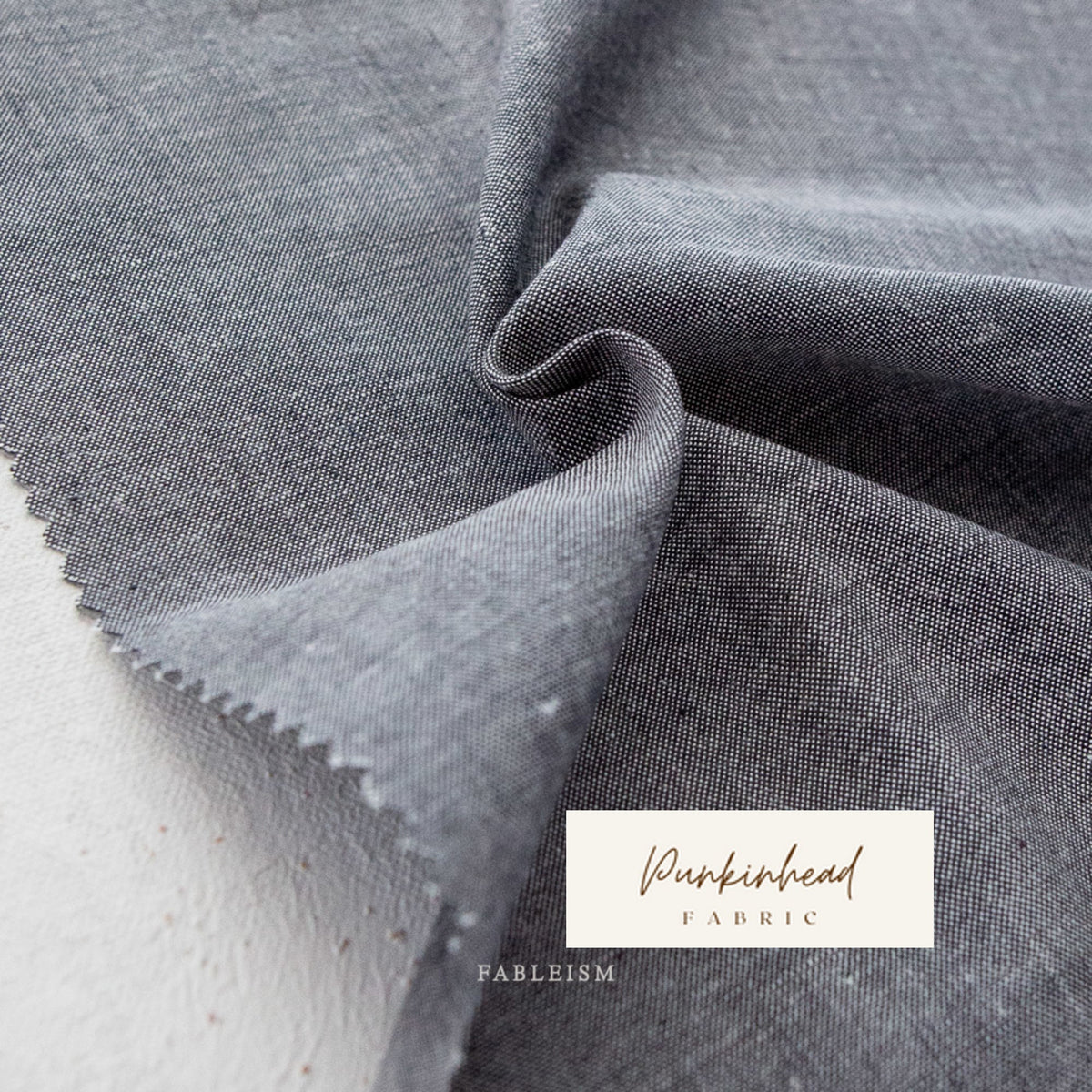 Fableism Everyday Chambray in Obsidian Gray Black Charcoal Cotton Bamboo Linen Woven Natural Fiber Quilting Fabric by Yard