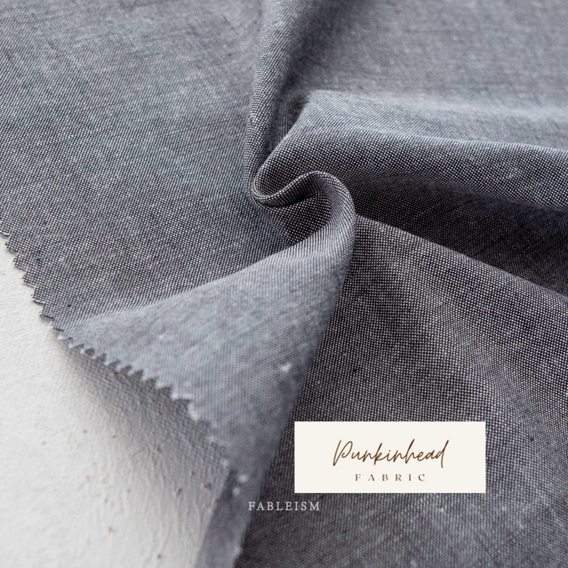Fableism Everyday Chambray in Obsidian Gray Black Charcoal Cotton Bamboo Linen Woven Natural Fiber Quilting Fabric by Yard