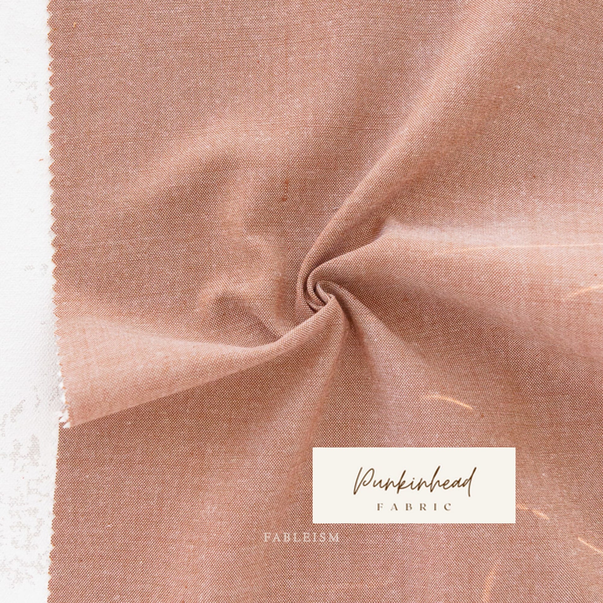 Fableism Everyday Chambray in Graham Brown Taupe Tan Beige Pink Peach Cotton Bamboo Linen Woven Natural Fiber Quilting Fabric by Yard