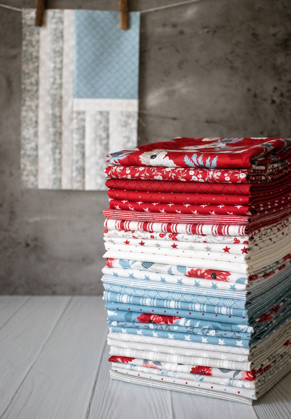 Old Glory Cloud Red Stars by Lella Boutique July 4th Independence Day Red White Blue Fourth of July for Moda Cotton Quilting Fabric yard