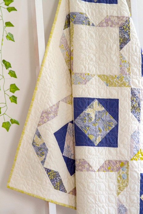 Dogwood Moonlight from Fresh Linens by Art Gallery Fabrics Blue Purple Lavender White Small Floral Girl Cotton Quilt Fabric by the Yard