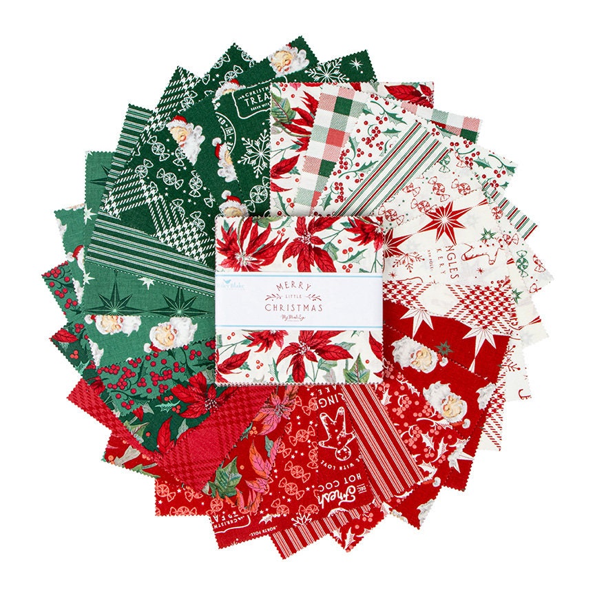 Merry Little Christmas Pine Green Starbursts by My Mind's Eye for Riley Blake Holiday Cotton Quilting Fabric by the Yard