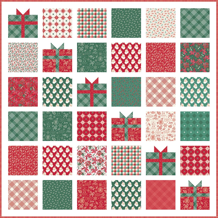 Merry Little Christmas Pine Green Starbursts by My Mind's Eye for Riley Blake Holiday Cotton Quilting Fabric by the Yard