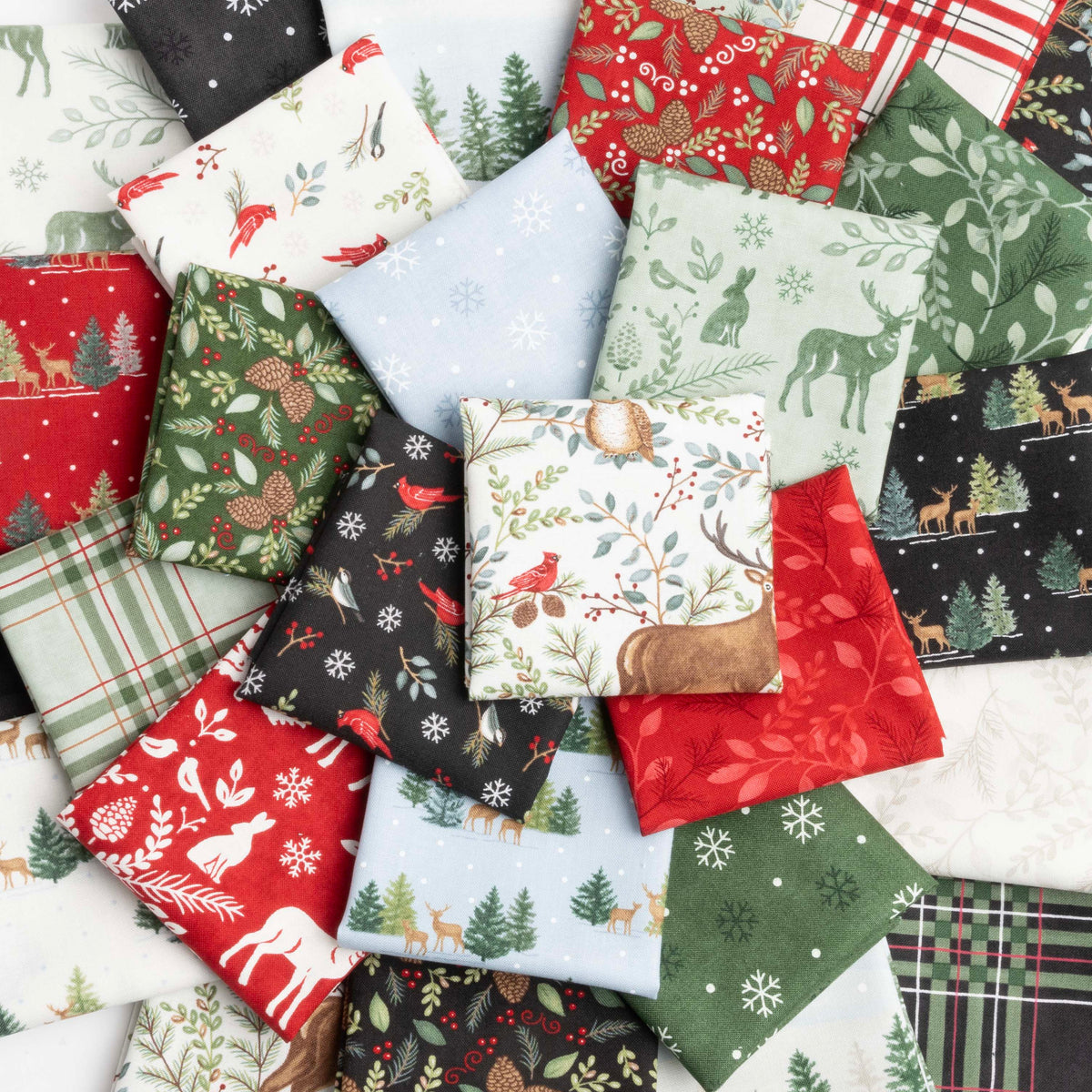 Woodland Winter Christmas Fat Quarter Bundle by Deb Strain for Moda Woodsy Outdoor Nature Holiday Quilting Fabric by the Yard