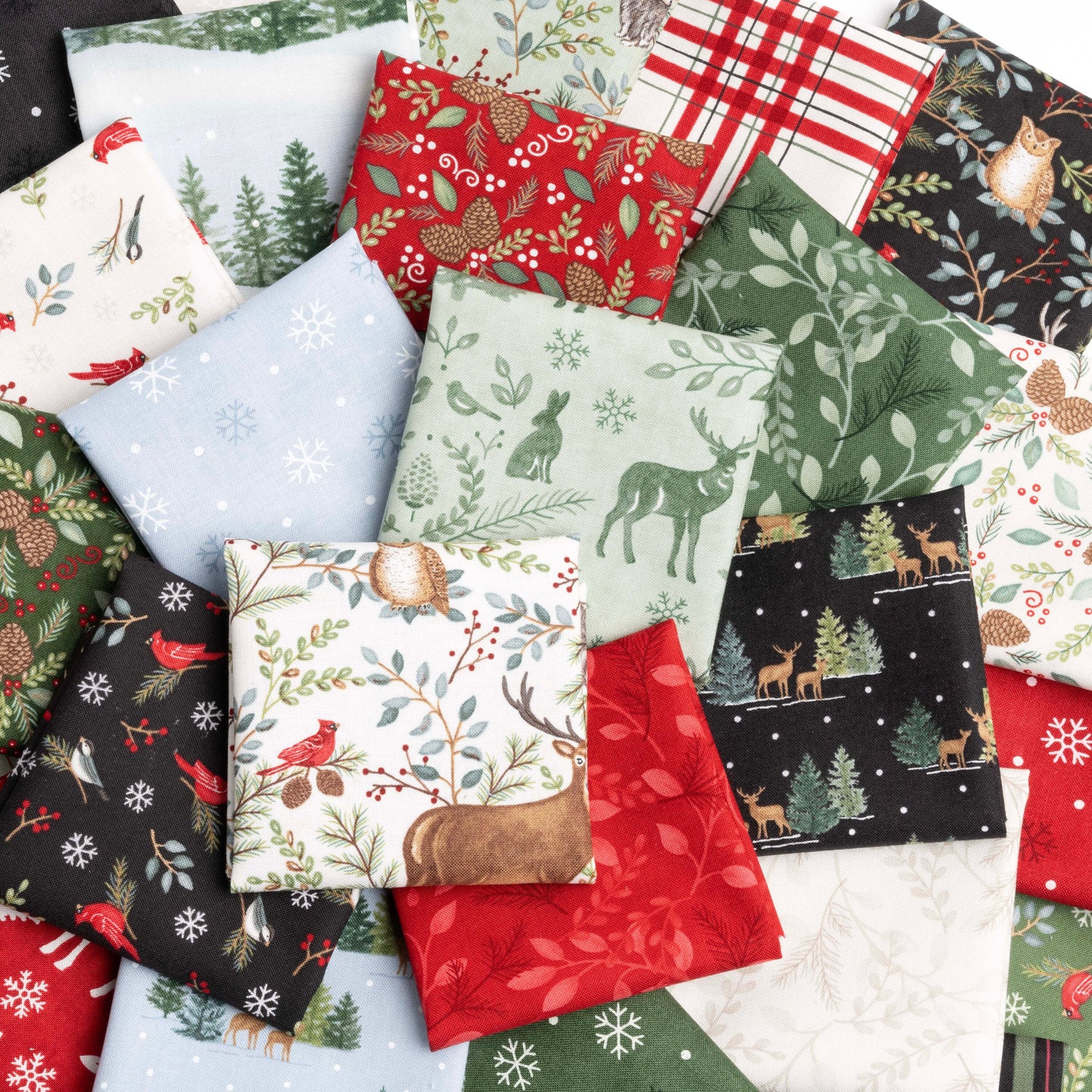Woodland Winter Christmas Fat Quarter Bundle by Deb Strain for Moda Woodsy Outdoor Nature Holiday Quilting Fabric by the Yard