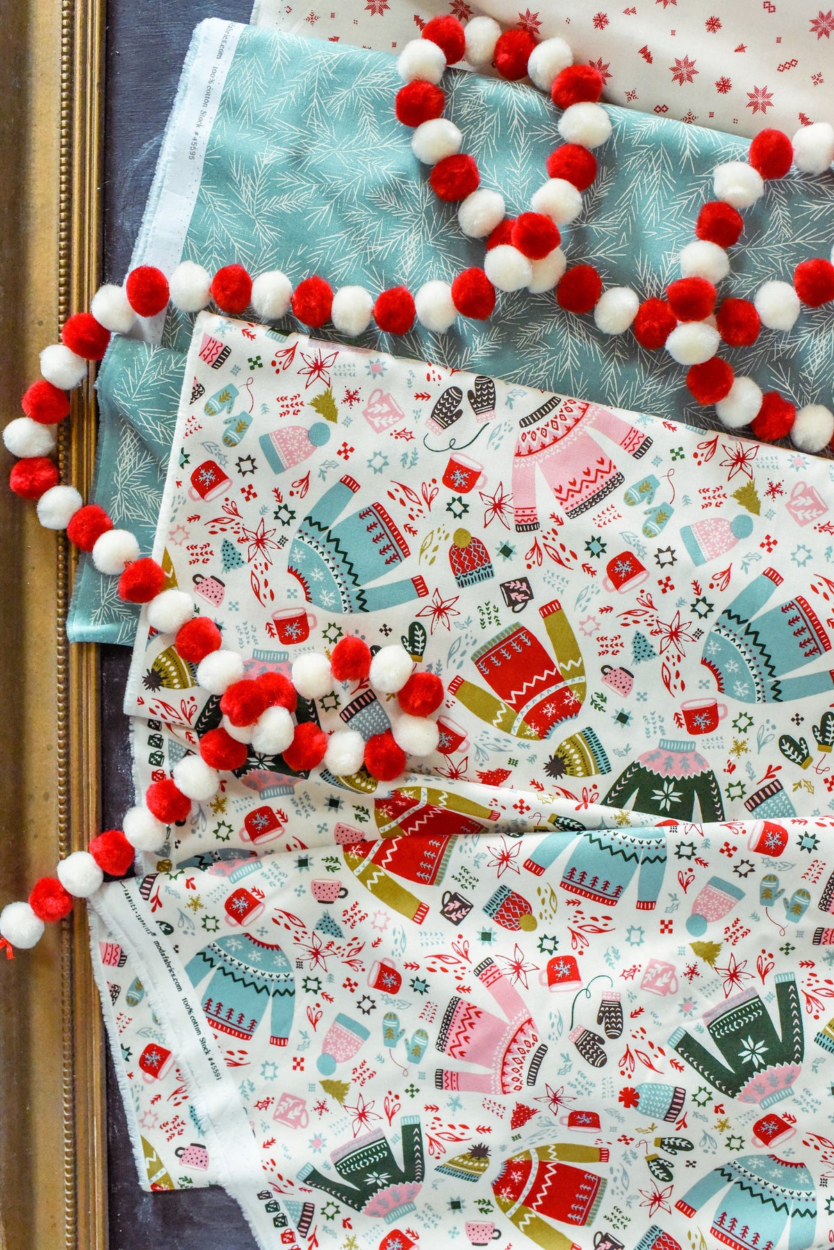 Cozy Wonderland Santa Berry by Fancy That Design House for Moda Retro Ski Lodge Vintage Christmas Holiday Cotton Quilting Fabric by the yard