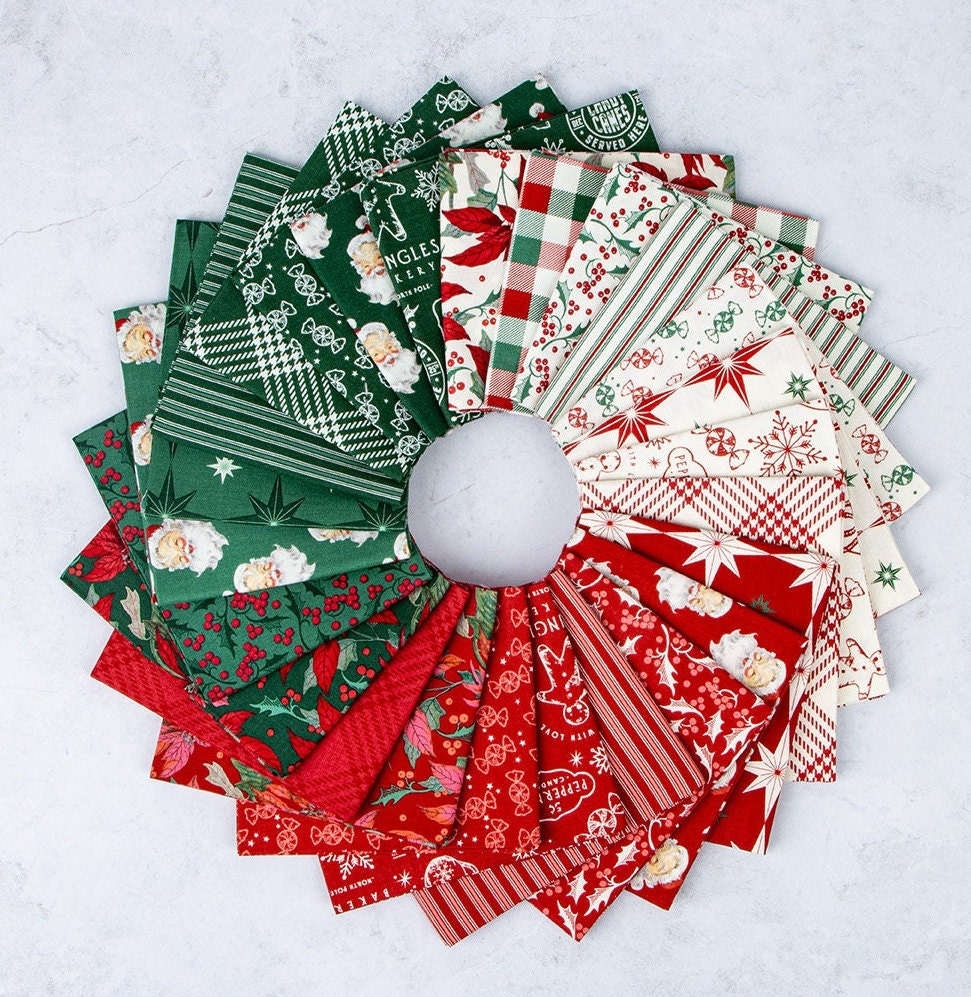 Merry Little Christmas Pine Green Starbursts by My Mind's Eye for Riley Blake Holiday Cotton Quilting Fabric by the Yard