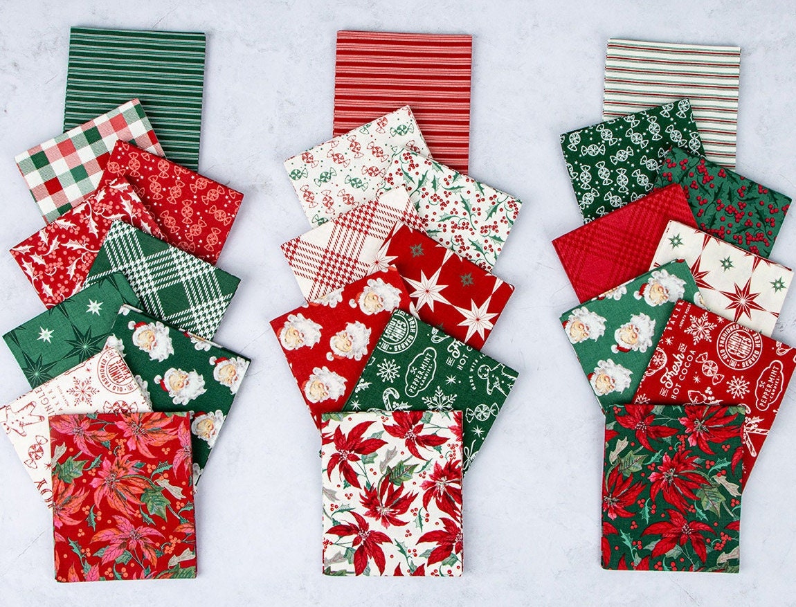 Merry Little Christmas Pine Green Starbursts by My Mind's Eye for Riley Blake Holiday Cotton Quilting Fabric by the Yard