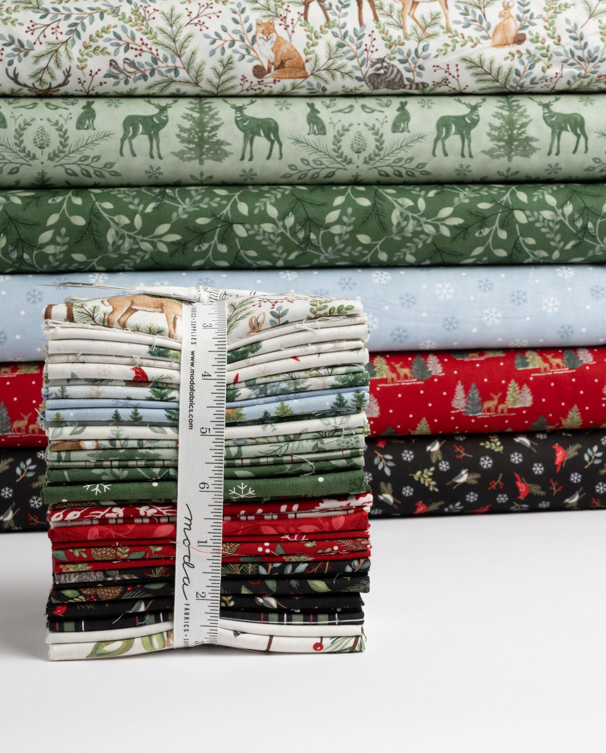 Woodland Winter Christmas Fat Quarter Bundle by Deb Strain for Moda Woodsy Outdoor Nature Holiday Quilting Fabric by the Yard