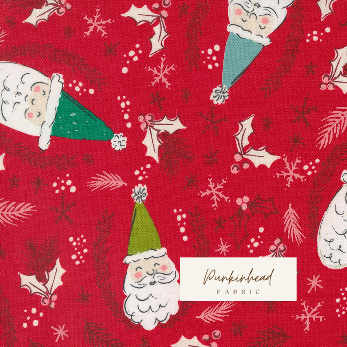 Cozy Wonderland Santa Berry by Fancy That Design House for Moda Retro Ski Lodge Vintage Christmas Holiday Cotton Quilting Fabric by the yard