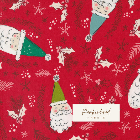 Cozy Wonderland Santa Berry by Fancy That Design House for Moda Retro Ski Lodge Vintage Christmas Holiday Cotton Quilting Fabric by the yard