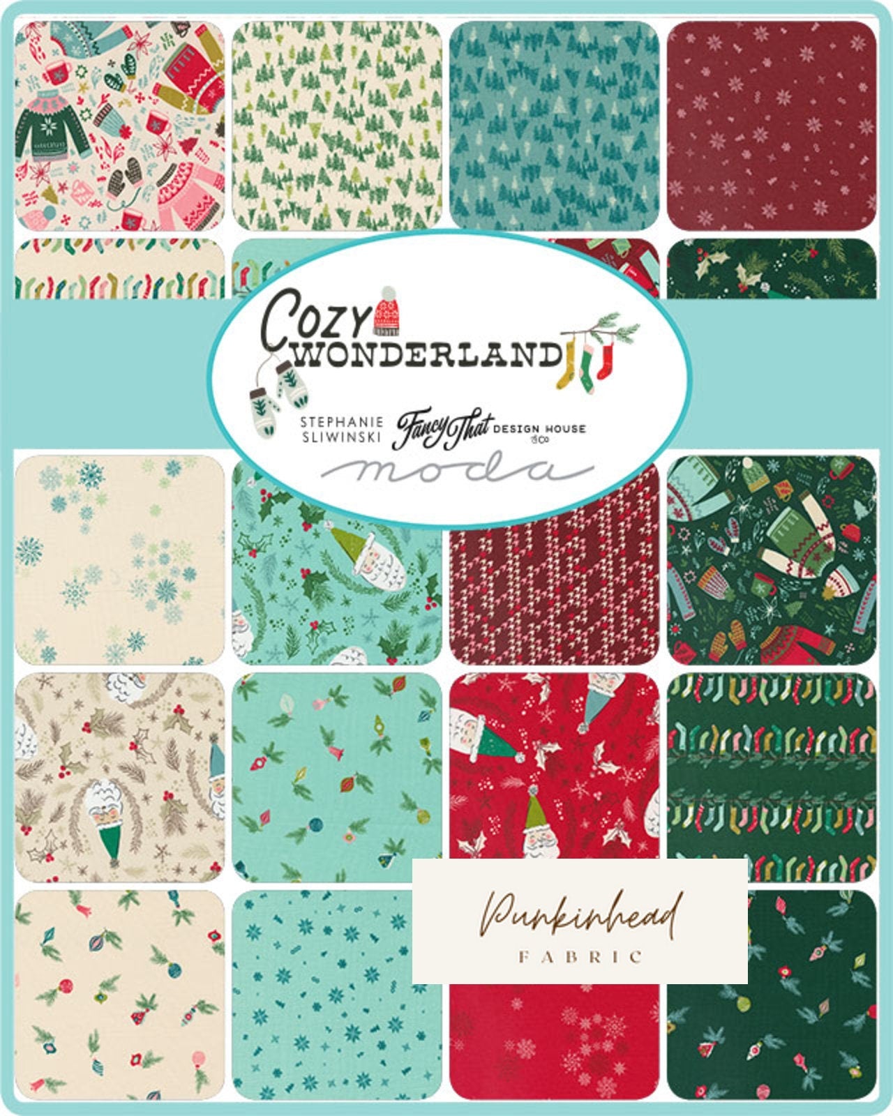 Cozy Wonderland Santa Natural White Cream by Fancy That Design House for Moda Retro Vintage Christmas Holiday Cotton Quilting Fabric by yard