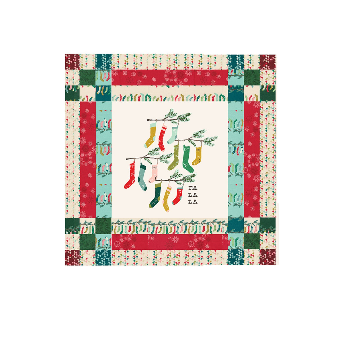 Cozy Wonderland Santa Icicle Teal Aqua by Fancy That Design House for Moda Retro Vintage Christmas Holiday Cotton Quilting Fabric by yard